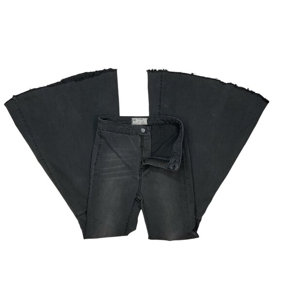 Free People Just Float On Flare Jeans 25 Wash Black Charcoal High Rise - Picture 3 of 13